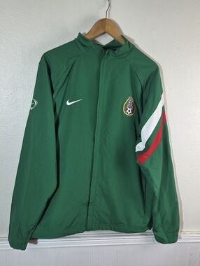 Rare Vintage Nike Team Mexico Soccer Full Zip Jacket XL Green Dri-FIT FMF El Tri